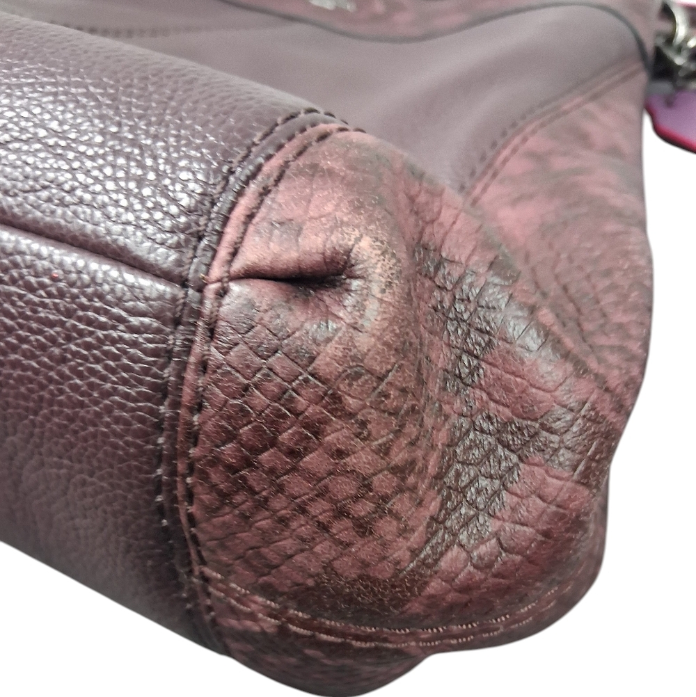 Coach Lexy Python Embossed Shoulder Maroon Leathe… - image 7